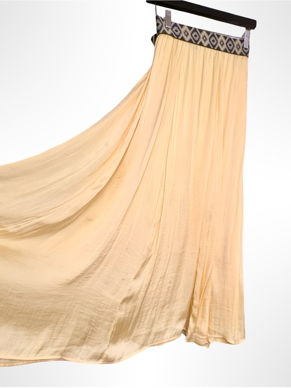 Valerie Stevens Boho Printed Elastic Waist Silk Blend Maxi Skirt Yellow XL - Picture 6 of 16